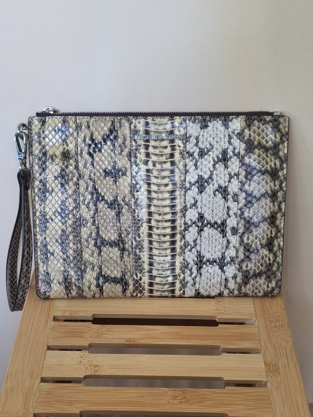 NWOT Michael Kors Genuine Snakeskin Wristlet Clutch